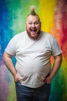 Dutch Obese Gym Guy, Sophisticated, Crisp, Realistic T Shirt Mockup, T Shirt White Model for Corporate, Community, Events photo