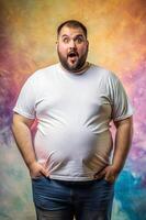 Greek Obese Gym Guy, Elegant, Futuristic, Mockup T Shirt Template, Suitable For Design Mockups And Print Applications for Educational, Restaurant, Creative Agency photo