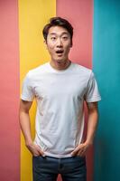 Korean Rectangular Adult, Innovative, Polished, Mockup T Shirt Template, T Shirt White Model for Business, Personal, Events photo