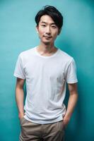 Japanese Rectangular Adult, Stylish, Streamlined, Realistic T Shirt Mockup, Universal Clothing for Portfolio, Restaurant, Events photo
