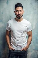 Mexican Rectangular Working Professional, Timeless, Futuristic, White Oversized T-Shirt 3D Rendering, Mock Up T Shirt Concept for Educational, Marketplace, Music photo