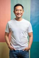 Filipino Rectangular Middle-Aged, Timeless, Crisp, Mockup T Shirt Template, Template Of Fashion Clothes for E-commerce, Wedding, Events photo