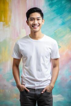 indonesio bajo peso Universidad chico, pulcro, artístico, unisexo t camisa Bosquejo, burlarse de arriba t camisa concepto para de múltiples fines, personal, música foto