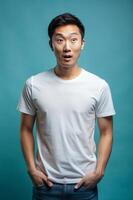 Korean Rectangular Adult, Stylish, Simple, White Oversized T-Shirt With Blank Space, T Shirt White Model for Blog, Personal, Fashion photo