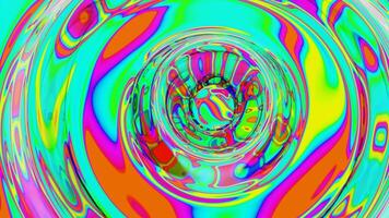 Colorful liquid moves in circular waves. Design. Acidic paints shimmer in moving liquid. Beautiful bright colors in liquid moving in wave circles video