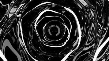 Diving inside dark monochrome liquid tunnel with transforming circles. Design. Optical illusion of moving inside beautiful tunnel. video
