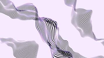Animation with 3d stripes of wavy lines. Design. Curved lines move in energy waves. Lines move in waves in computer space video