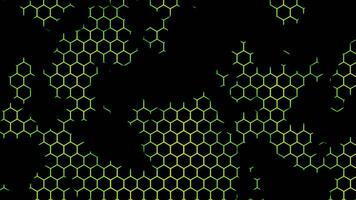 Modern geometric background with hexagon shapes. Design. Green and black animation of a hexagonal grid. video