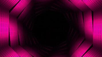 Abstract pink hexagonal tunnel with dark center. Design. Flying inside sci fi hypnotic corridor. video