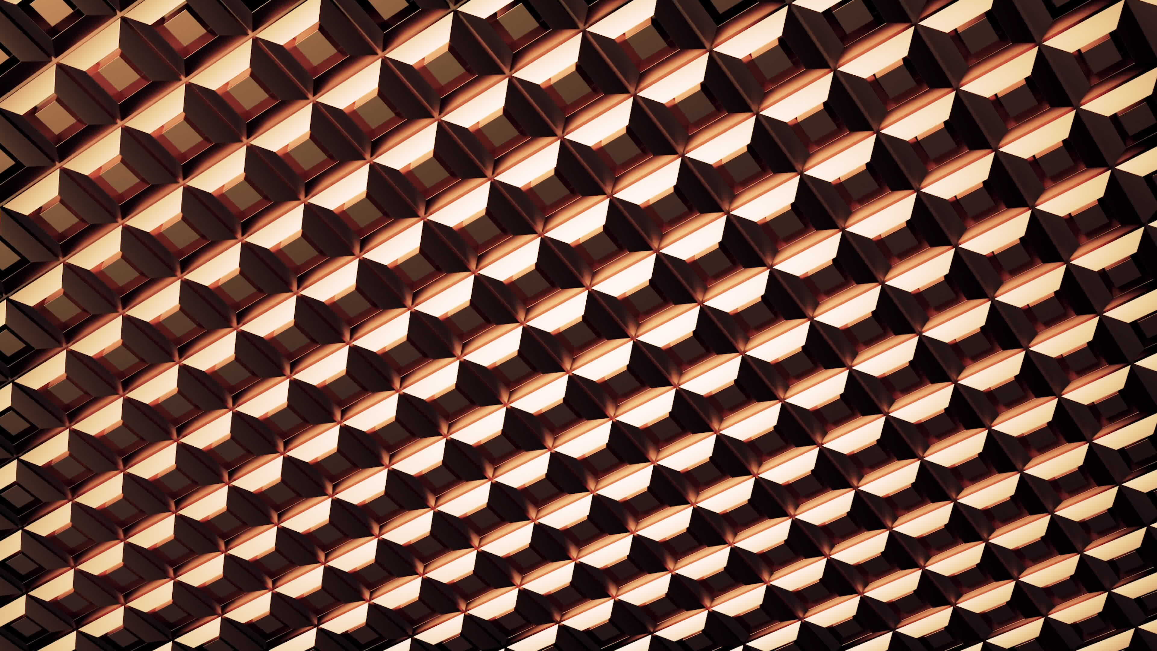 3D background with light illusion of shadows on squares. Design. Bronze