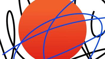 Colorful sphere surrounded by bending narrow lines. Motion. Bright abstraction with a figure and stripes. video