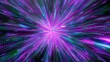 A brilliant stream of light. Motion.Purple rays in animation that spew light and flood the dark background. video