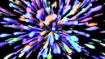 Black background. Motion . Bright flying multicolored three - dimensional lines in abstraction create illuminating patterns and move in different directions continuously . video