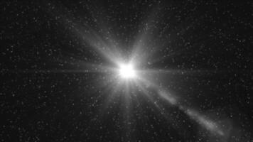 Reisen durch einfarbig Star Feld im Raum. Bewegung. tief Raum Hintergrund mit glühend Star und Strahlen. video