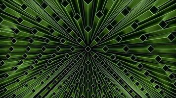Green square lines. Design.Dark background with green jumping patterns rising in animation. video