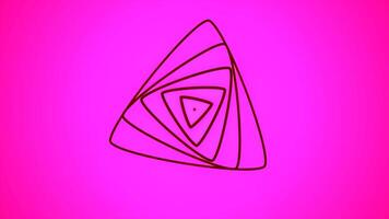 Animation with rotating triangles in spiral. Motion. Beautiful geometric spiral of triangles on colored background. Stylish geometric spiral of spreading triangles video