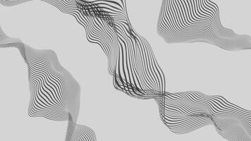 Animation with 3d stripes of wavy lines. Design. Curved lines move in energy waves. Lines move in waves in computer space video