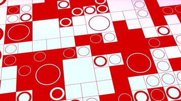 White-red background. Motion.A bright mosaic of circles of different sizes in animation. video