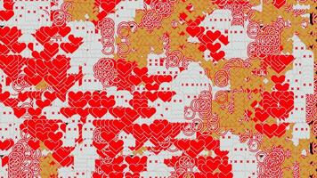 White background with hearts appearing. Design.Red hearts and rings blink on a light background in cartoon animation. video