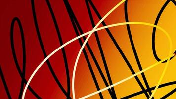 White and orange background. Motion.Bright lines in cartoon animation that draw patterns scribbling in different directions. video