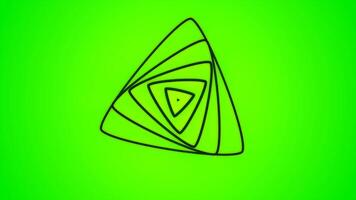 Blue and green background. Motion. Dark appearing rotating triangles that move apart in different directions in a cartoon animation. video