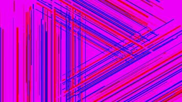 Purple and white background. Motion.Thin multicolored lines make up a triangle in animation. video