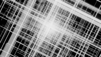 Monochrome pattern with the imitation of flight through white grid. Design. White crossed lines on a black background. video