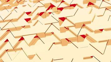 3D surface with moving triangles. Design. Triangles are pushed out by waves on surface. Geometric surface of triangles with vibrations and movements video