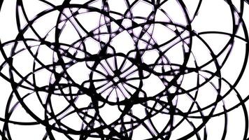 Linear pattern with hypnotic effect. Design. Abstract floral pattern of moving lines on white background. Intersecting curved lines in hypnotic floral pattern video