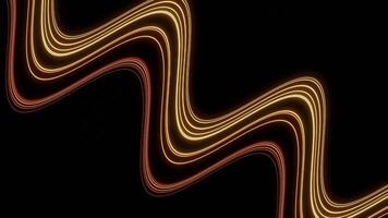 Wavy stripe with moving neon lines. Design. Wavy line moves diagonally on black background. Not new lines are moving in wavy stream video