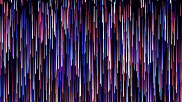 Rain animation background with stripes. Motion. Colorful cyber rain on black background. Multi-colored lines create modern rain background. Rewind video