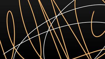 Black background. Motion.The white and orange lines in the animation draw different patterns on a dark background. video