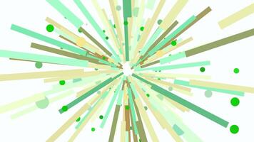 White background. Motion.A bright circle of yellow and green geometric shapes that separates and becomes larger in 3d. video