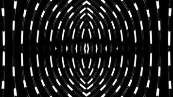Abstract bended dark tubes with moving long lights on a black background. Design. Technological pattern with light bulbs. video