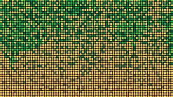 Retro dynamic pattern of green and beige flickering mosaic tiles. Motion. Round shaped particles blinking fast. video