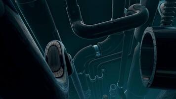 3D animation with pipe channel. Motion. Movement on sewer or industrial tours. Lot of different pipes on walls of canal video