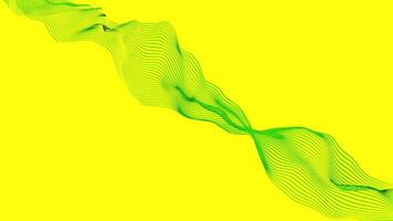 Yellow background. Design.The green thin grid in the abstraction sways in different directions. video