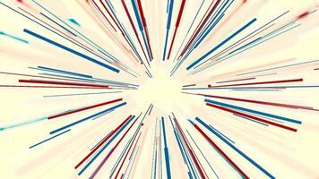 White background. Motion.Long thin multicolored lines rotating in a circle in animation. video