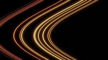 Black background. Design.Brilliant orange and purple lines in animation that draw in different directions in animation. video