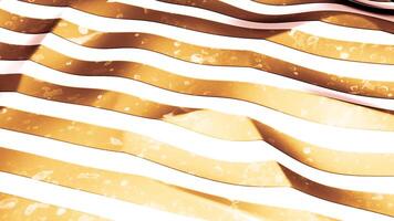 Abstract golden material covered by white parallel horizontal stripes. Motion. Flexible fabric with white lines. video