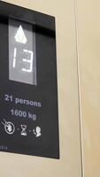 Monitor show number 4 floor in modern, luxury elevator. monitor show number floor in elevator. Elevator display with rising sign video