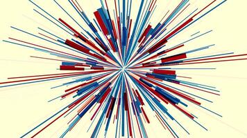 White background. Motion.Multi-colored lines of different sizes in the animation rotating clockwise. video