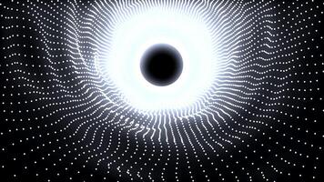 Black hole in virtual space with wavy space. Motion. Abstract 3d animation of black hole in space. Distortion of space from black hole in virtual animation video