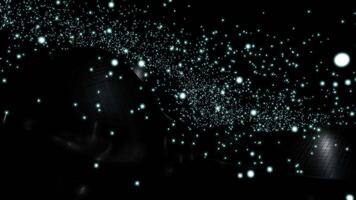Dark background. Design.Small round particles in cartoon animation scatter into different pillars and shine. video