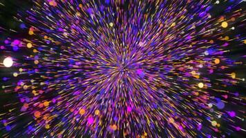 Collapsing energy flow. Motion. Bright lines of energy flow disappear at point. Disappearance of energy explosion in outer space video