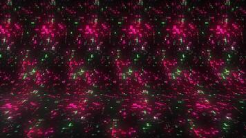 Background of shimmering squares with bend. Motion. Beautiful background with curve and moving shimmering squares. Colorful shimmering pattern of pixel squares video