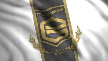 The symbol of FC Groningen. Motion.Grey animation of a Dutch professional football club from the city of the same name.Use only for editorial. video