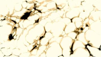 Golden light background. Design.Large dense bubbles in 3d format flash in different directions. video