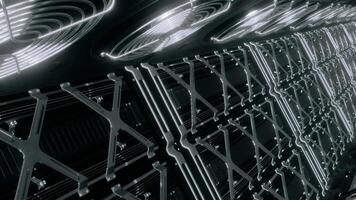 Bright dark glowing lights. Motion.White lanterns in abstraction moving fast forward. video