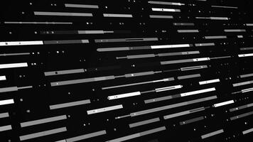 Technological lanes move in streams. Motion. Stripes move in virtual flow with dots. Computer information flow in form of moving strips. Information traffic video